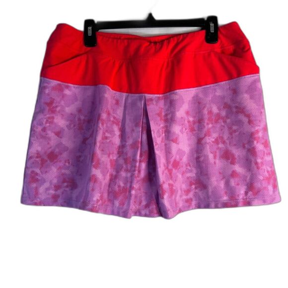 Adidas Two Tone Colorblock Front Pleat Golf Skort Skirt Shorts Liner Size Large - Picture 1 of 10